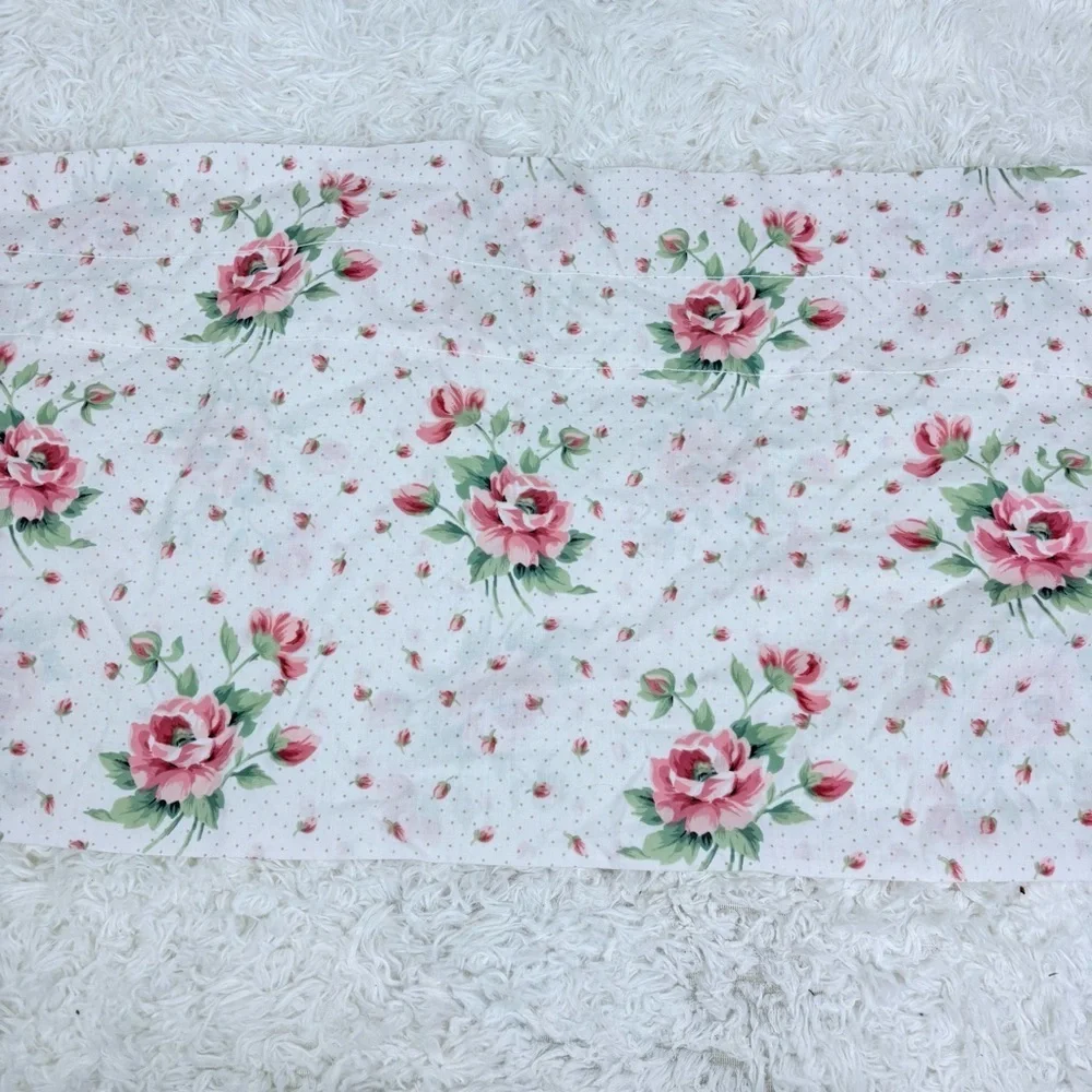 SPRINGS cottage core Floral Print Fabric with Pink Roses one panel curtain